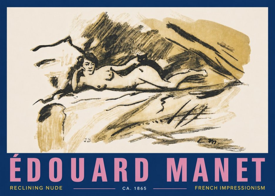 Édouard Manet Reclining Nude No4 - Plakat