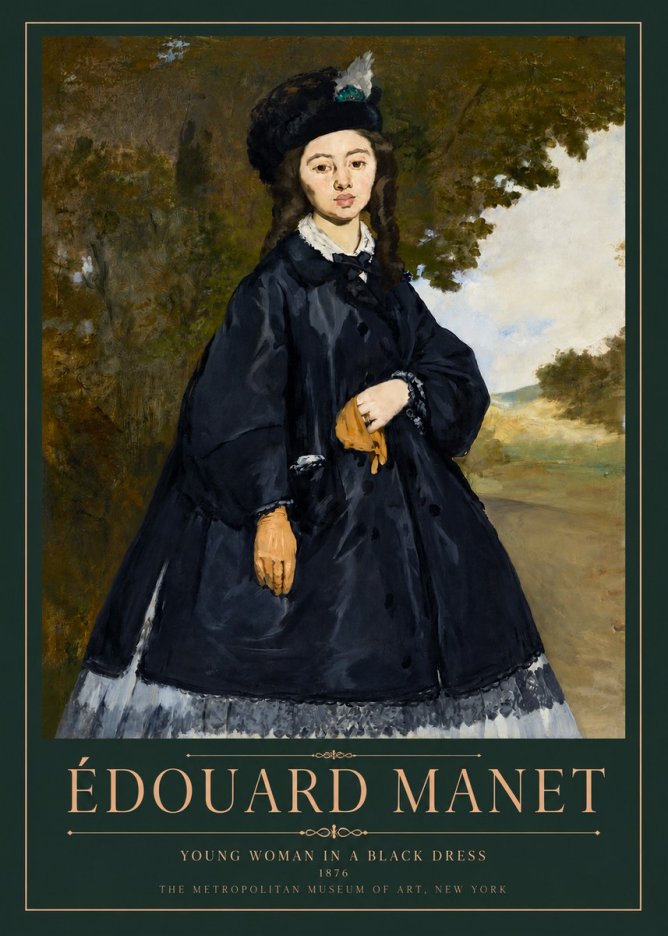 Édouard Manet Young Woman in a Black Dress No3 - Plakat