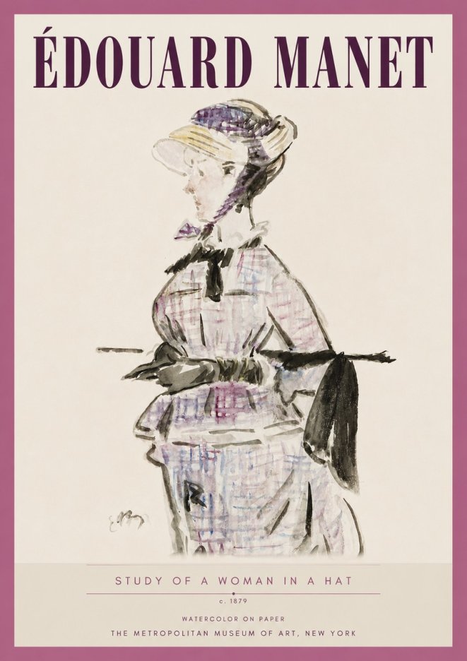 Édouard Manet Study of a Woman in a Hat No4 - Plakat