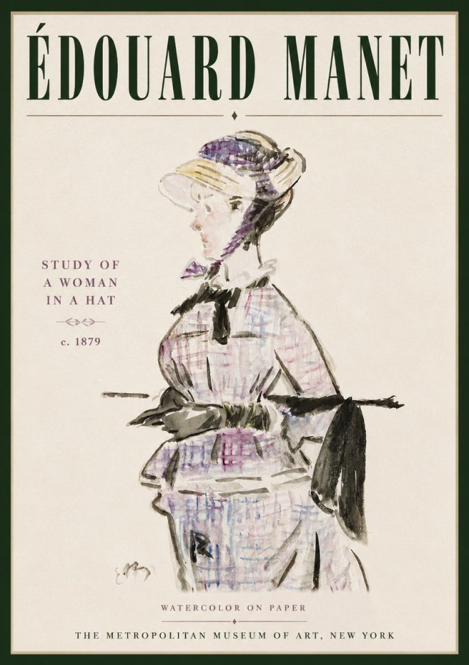 Édouard Manet Study of a Woman in a Hat No5 - Plakat