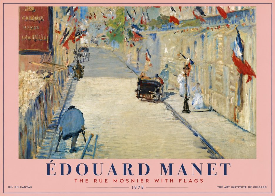 Édouard Manet The Rue Mosnier with Flags No6 - Plakat