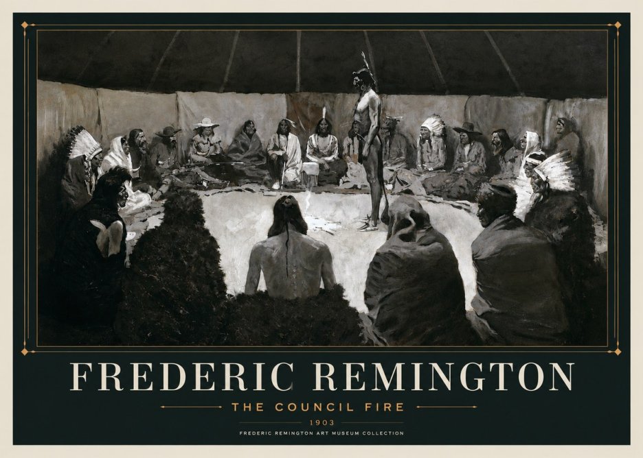 Frederic Remington The Council Fire II No3 - Plakat