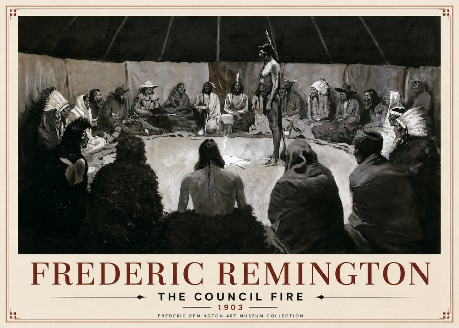 Frederic Remington The Council Fire II No6 - Plakat