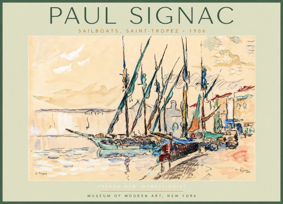 Signac Sailboats, Saint-tropez No4 - Plakat