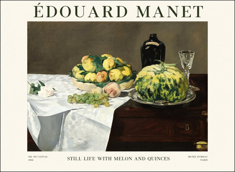Édouard Manet Still Life with Melon and Quinces No1 - Plakat