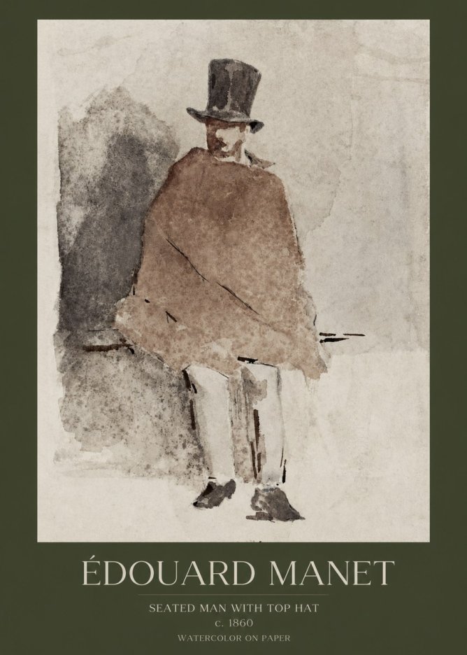 Édouard Manet Seated Man with Top Hat No1 - Plakat