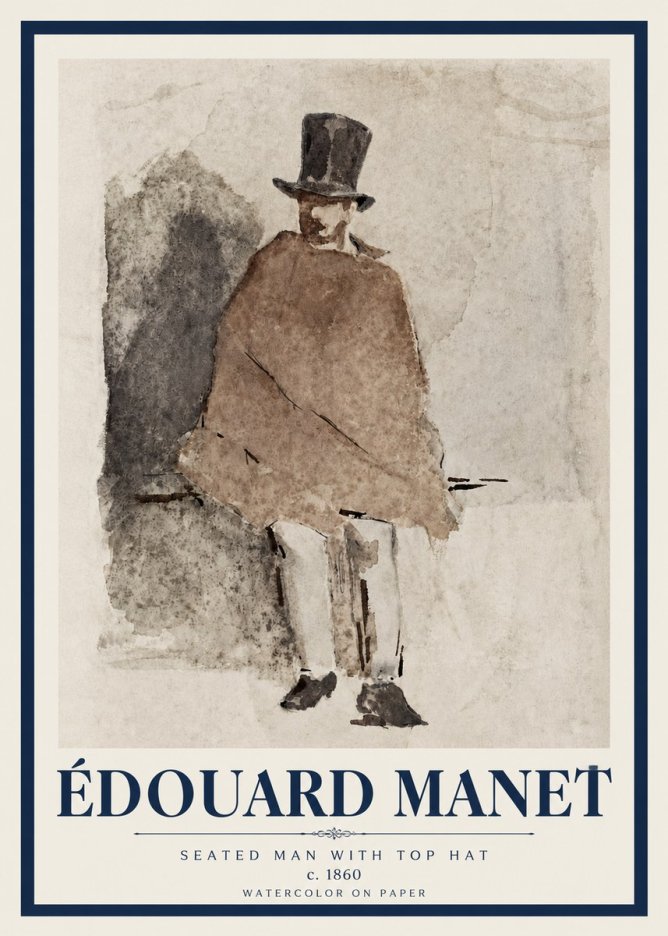 Édouard Manet Seated Man with Top Hat No3 - Plakat