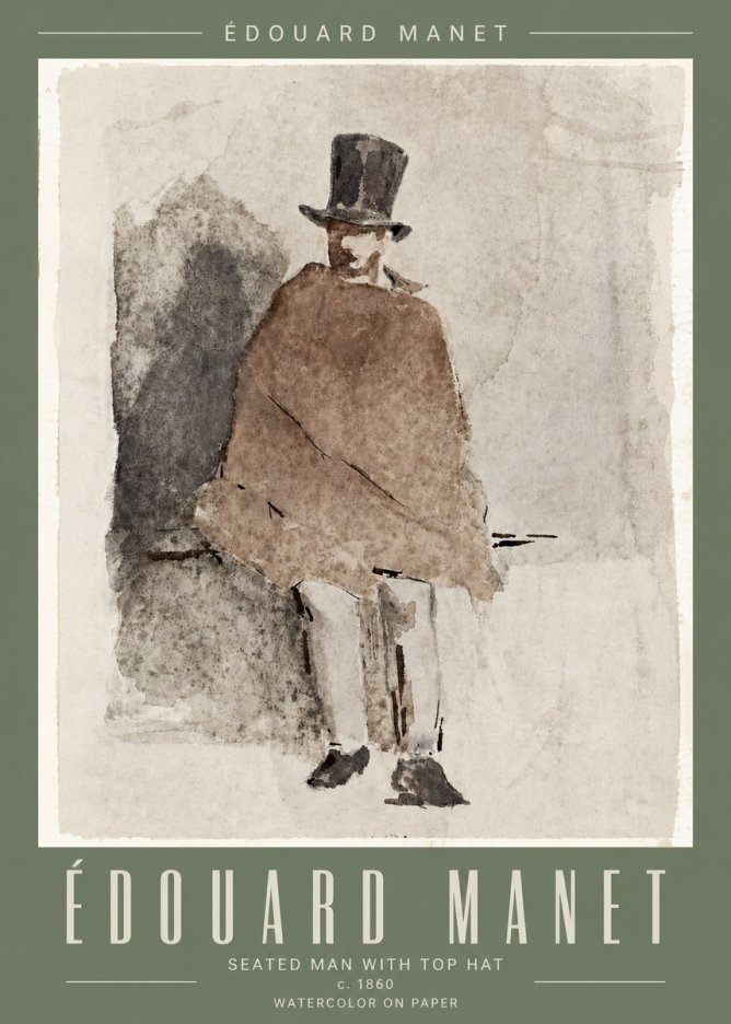 Édouard Manet Seated Man with Top Hat No4 - Plakat