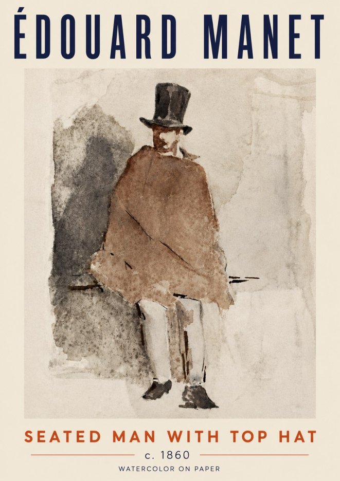 Édouard Manet Seated Man with Top Hat No5 - Plakat