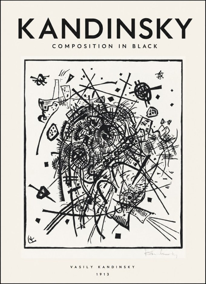 Kandinsky Composition in Black No1 - Plakat