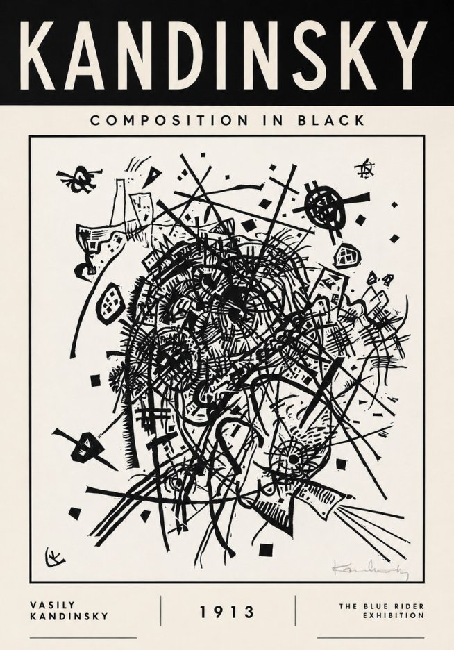Kandinsky Composition in Black No3 - Plakat
