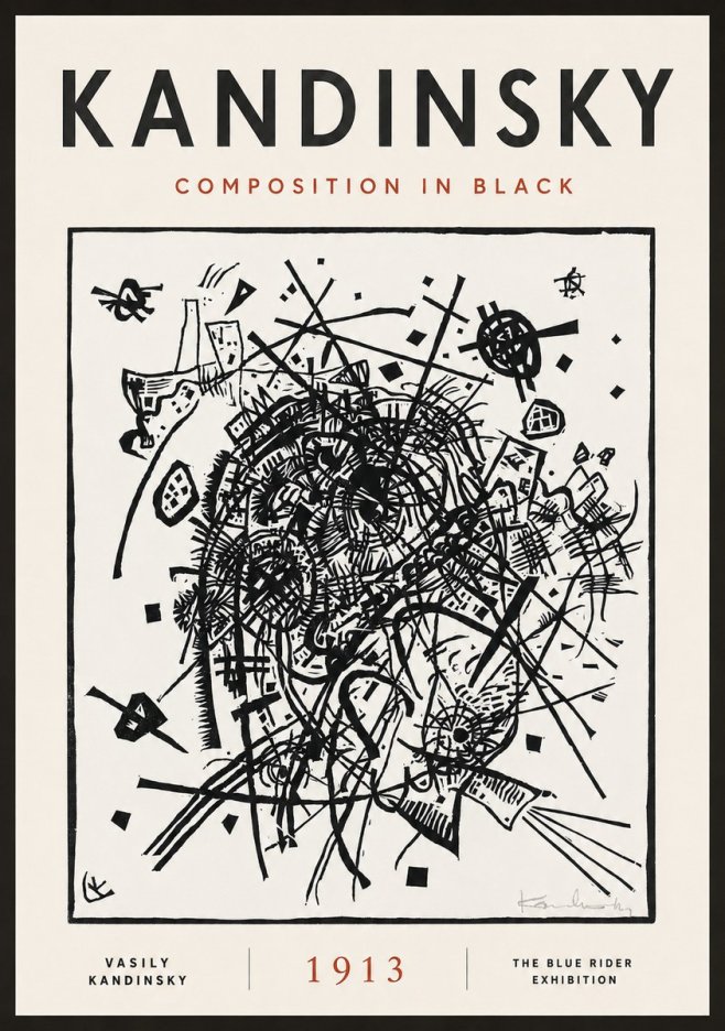Kandinsky Composition in Black No4 - Plakat