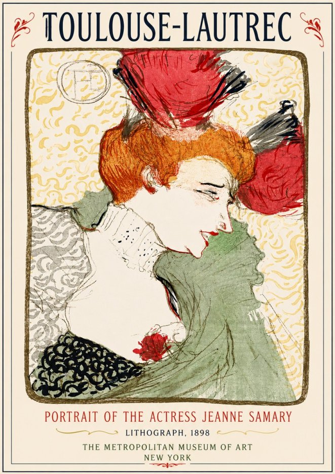 Toulouse-Lautrec Portrait of the Actress Jeanne Samary No3 - Plakat