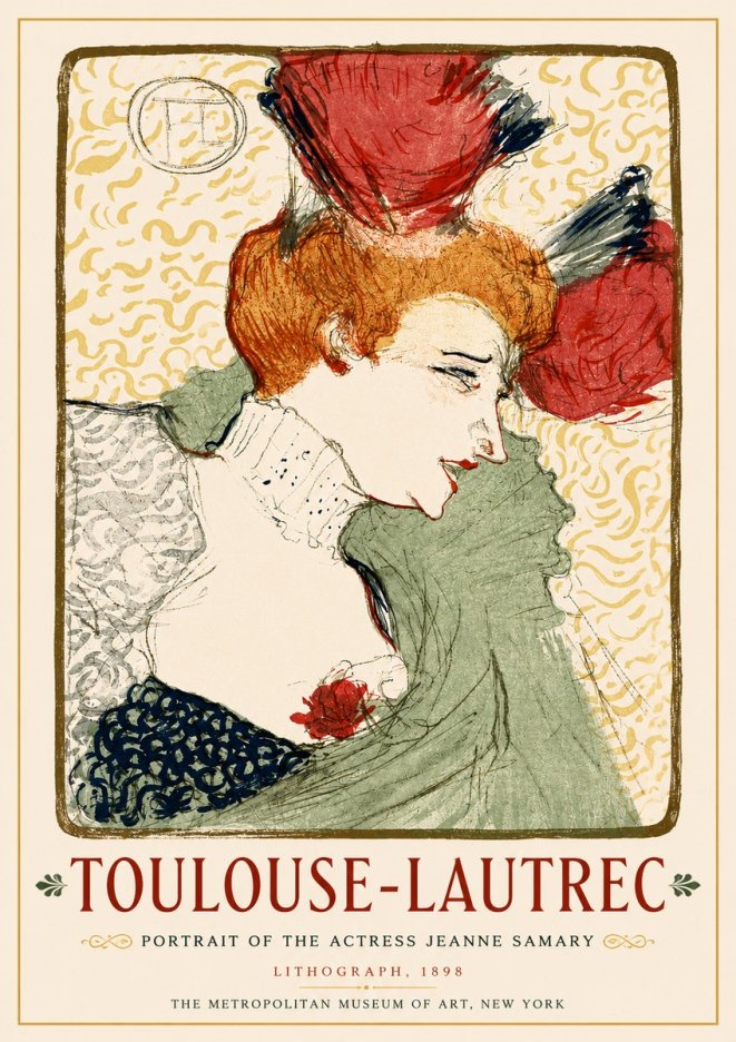 Toulouse-Lautrec Portrait of the Actress Jeanne Samary No4 - Plakat
