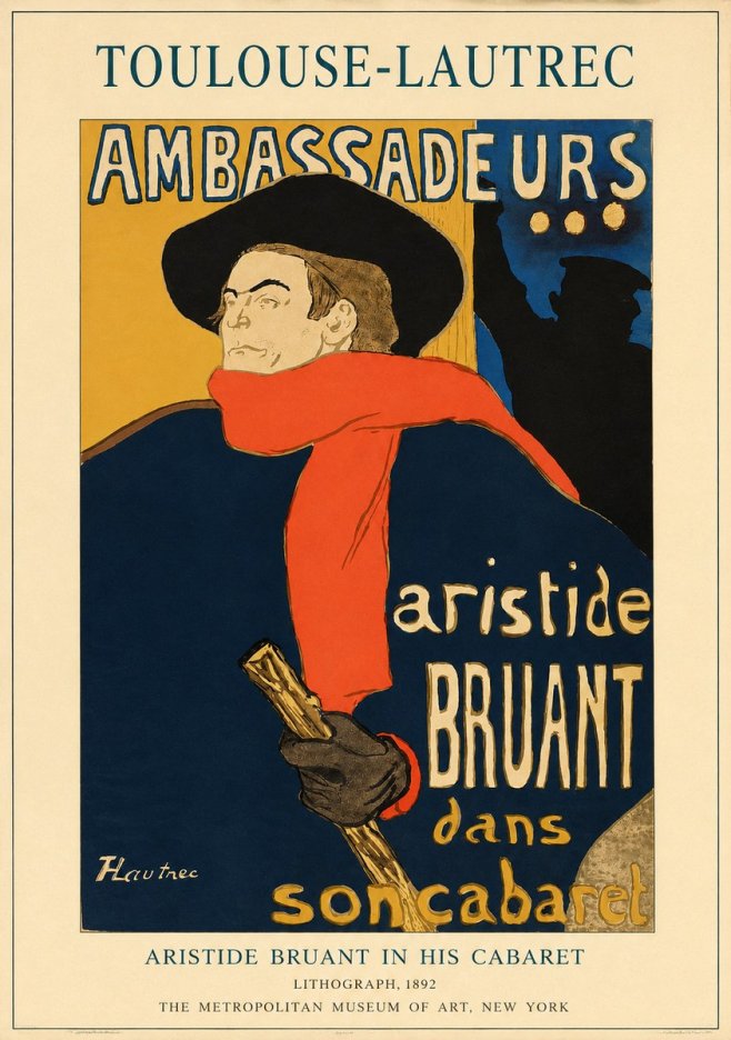 Toulouse-Lautrec Aristide Bruant in His Cabaret I No1 - Plakat