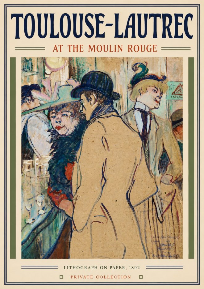 Toulouse-Lautrec At the Moulin Rouge II No6 - Plakat