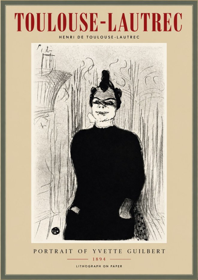 Toulouse-Lautrec Portrait of Yvette Guilbert No3 - Plakat