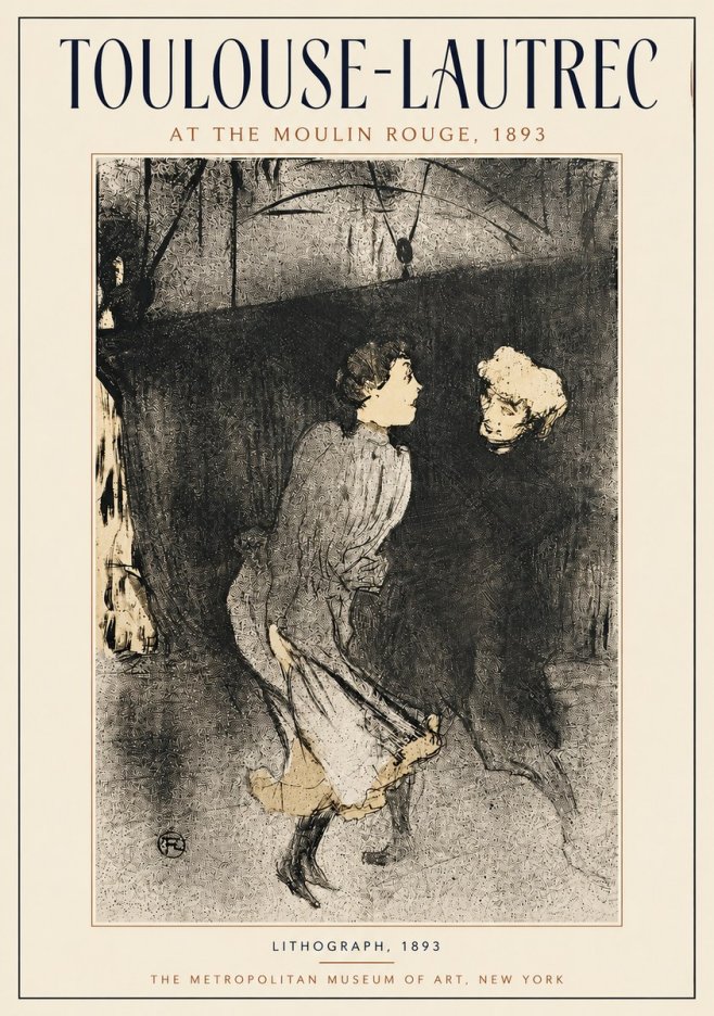 Toulouse-Lautrec At the Moulin Rouge VI No4 - Plakat