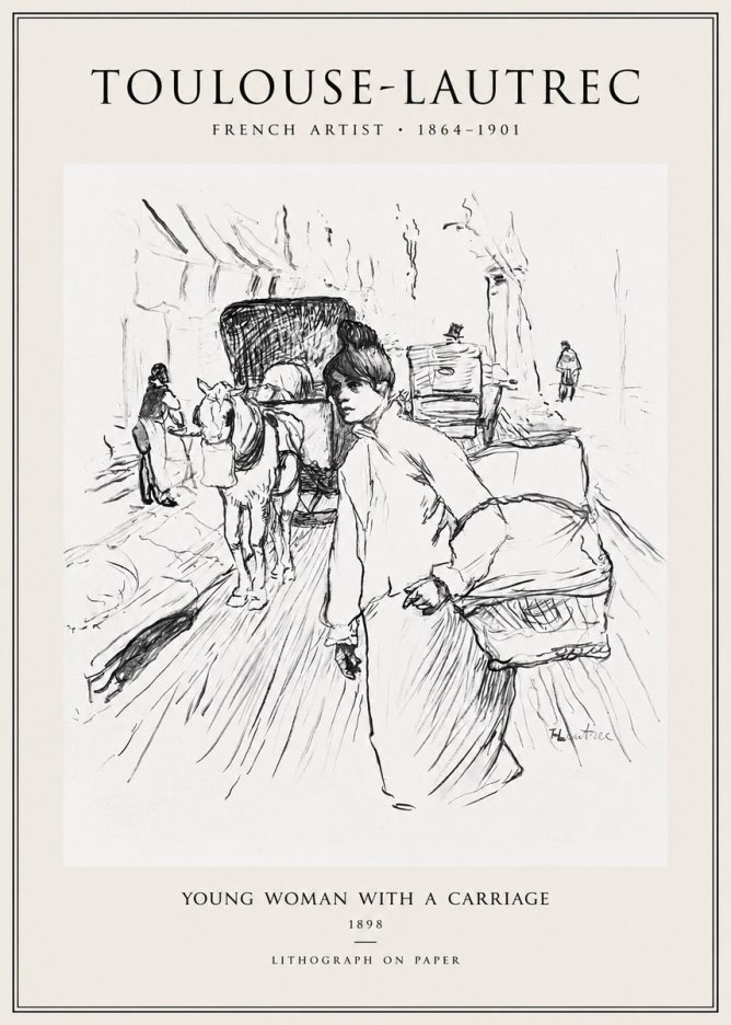 Toulouse-Lautrec Young Woman with a Carriage No1 - Plakat