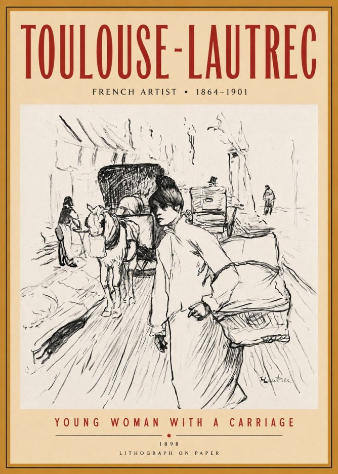 Toulouse-Lautrec Young Woman with a Carriage No3 - Plakat