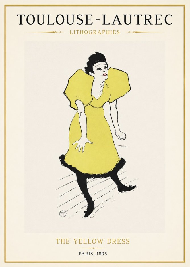Toulouse-Lautrec The Yellow Dress No1 - Plakat