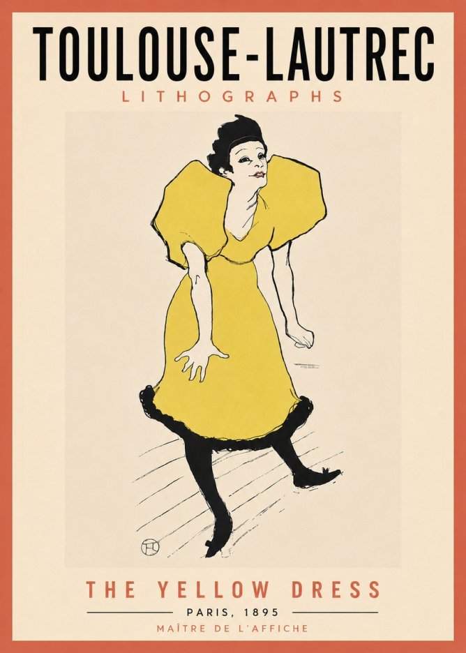 Toulouse-Lautrec The Yellow Dress No6 - Plakat