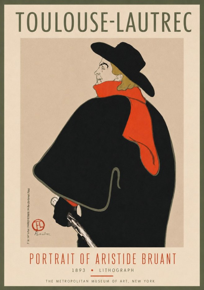 Toulouse-Lautrec Portrait of Aristide Bruant No4 - Plakat