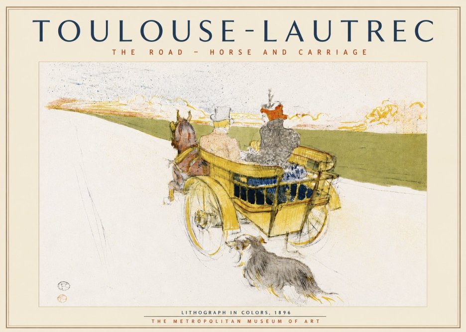 Toulouse-Lautrec The Road - Horse and Carriage No3 - Plakat