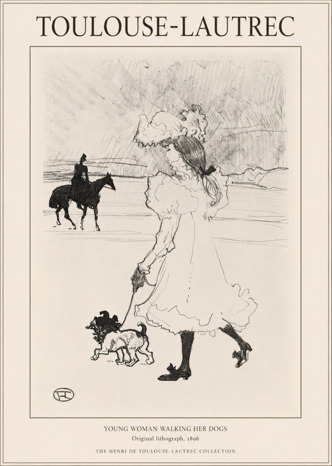 Toulouse-Lautrec Young Woman Walking Her Dogs No1 - Plakat