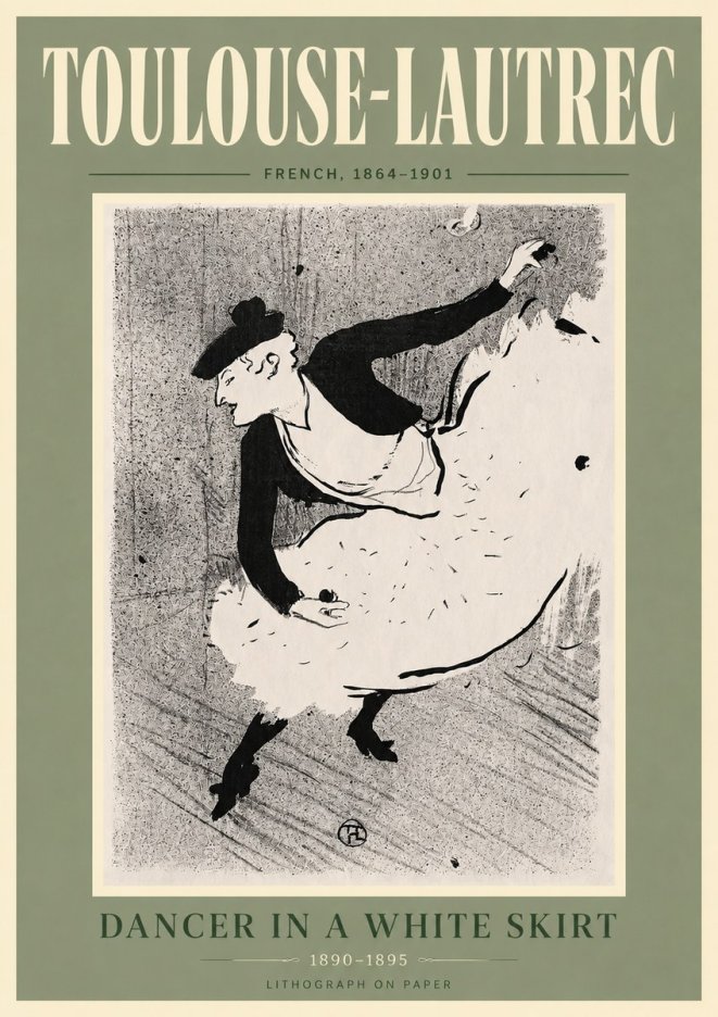 Toulouse-Lautrec Dancer in a White Skirt No6 - Plakat