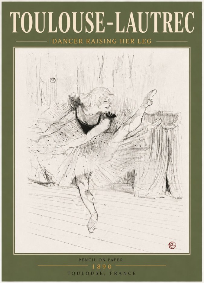 Toulouse-Lautrec Dancer Raising Her Leg No5 - Plakat