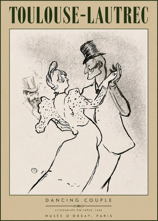 Toulouse-Lautrec Dancing Couple No6 - Plakat
