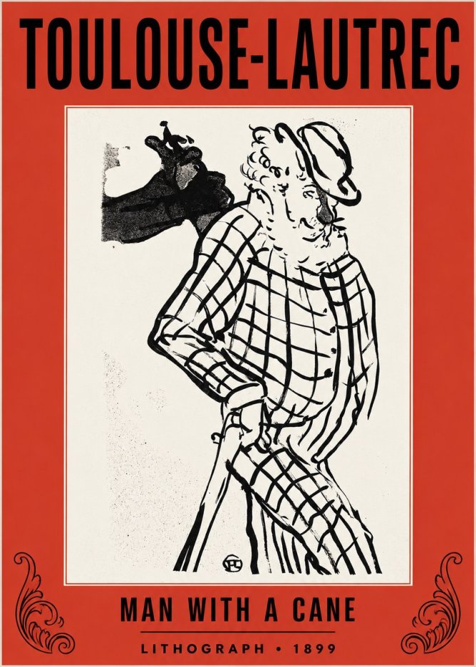 Toulouse-Lautrec Man with a Cane No2 - Plakat