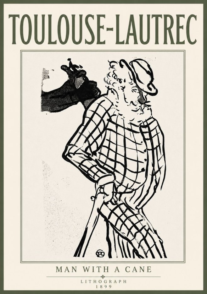 Toulouse-Lautrec Man with a Cane No6 - Plakat