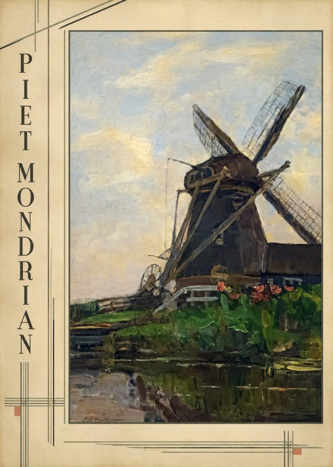 Piet Mondrian Windmill by the Water I No2 - Plakat