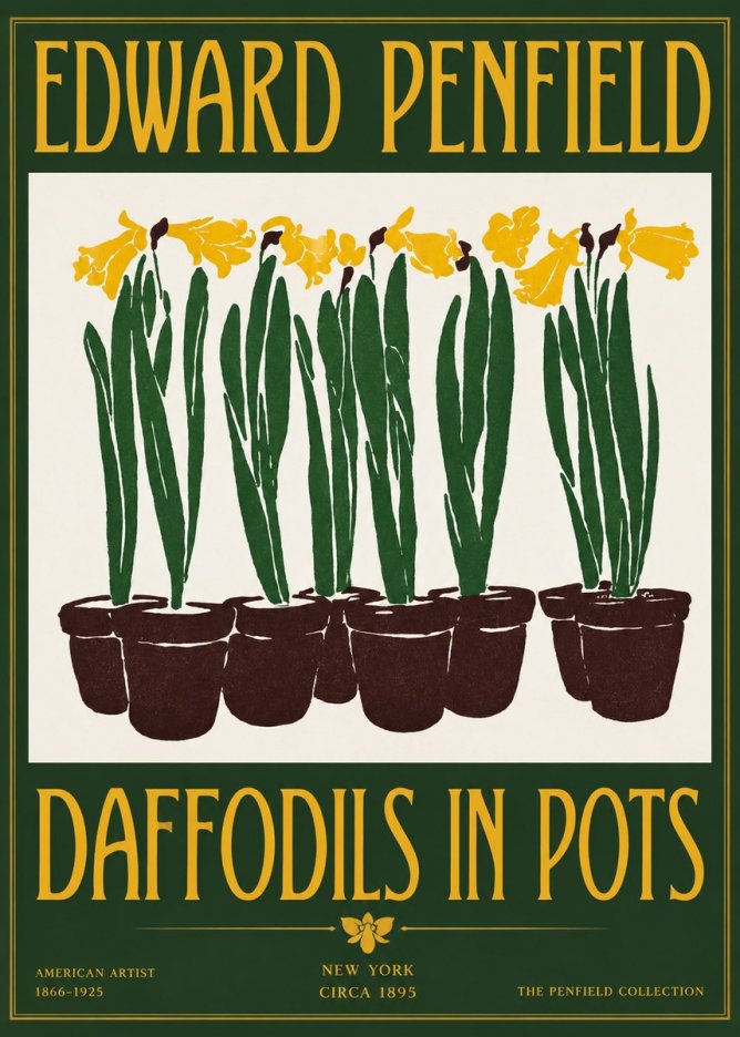 Edward Penfield Daffodils in Pots No2 - Plakat