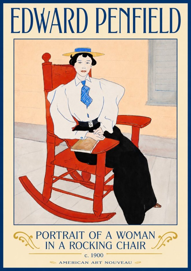 Edward Penfield Portrait of a Woman in a Rocking Chair No3 - Plakat