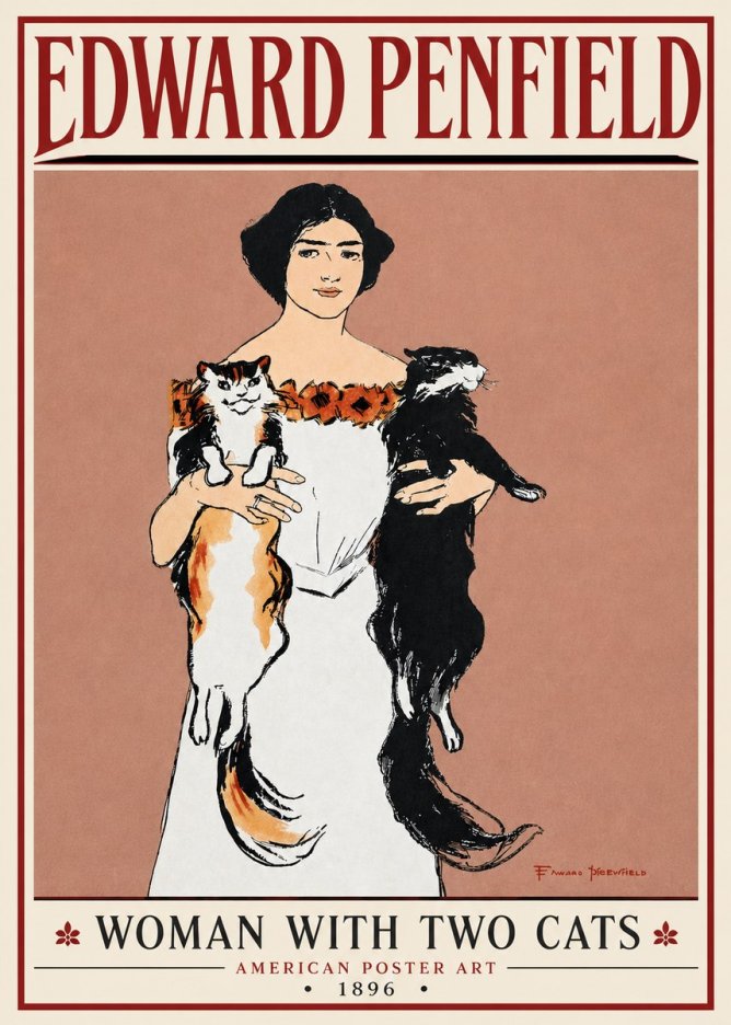 Edward Penfield Woman with Two Cats No4 - Plakat