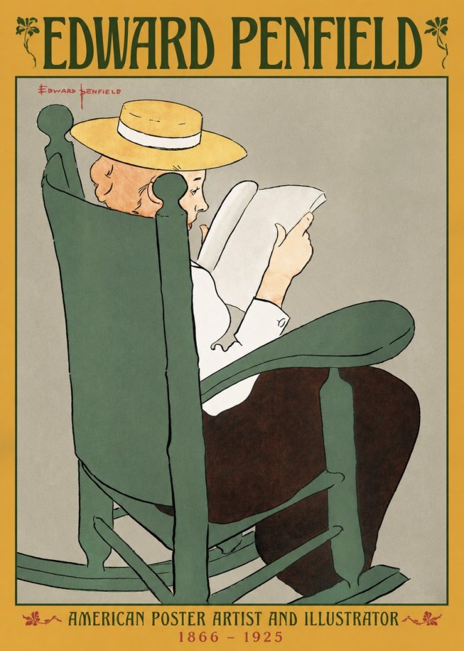 Edward Penfield Reading Woman in a Rocking Chair No3 - Plakat