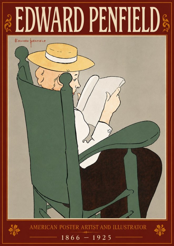 Edward Penfield Reading Woman in a Rocking Chair No6 - Plakat