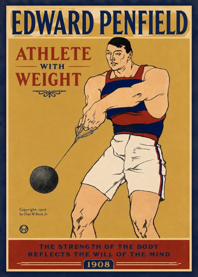 Edward Penfield Athlete with Weight No3 - Plakat