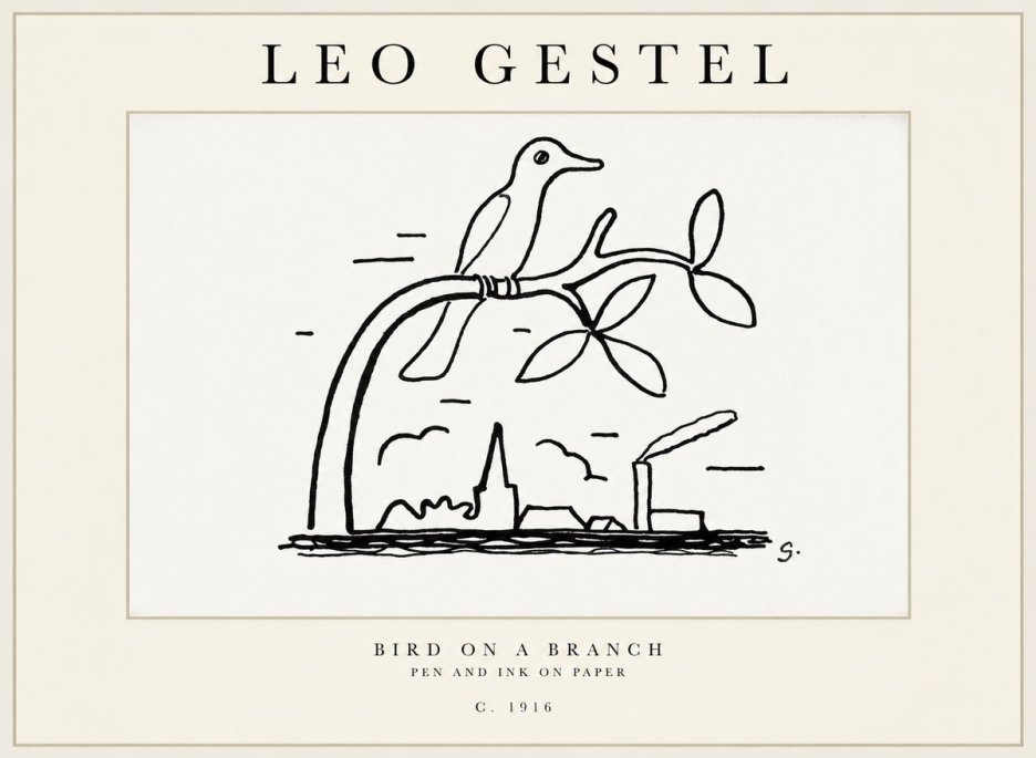 Leo Gestel Bird on a Branch No2 - Plakat