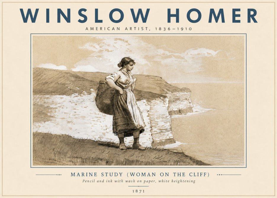 Winslow Homer Marine Study (Woman on the Cliff) No6 - Plakat