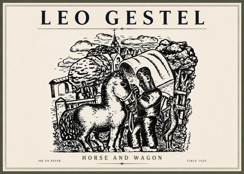 Leo Gestel Horse and Wagon No3 - Plakat