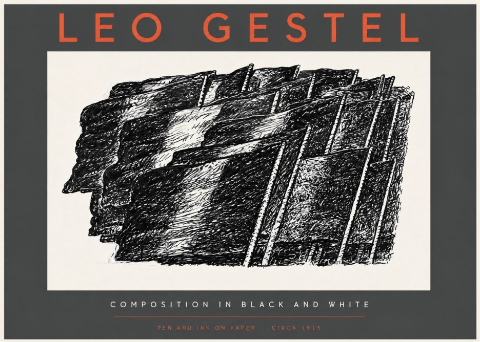 Leo Gestel Composition in Black and White No3 - Plakat