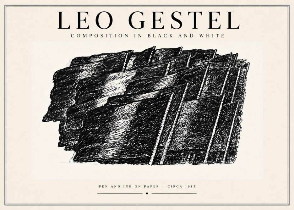 Leo Gestel Composition in Black and White No4 - Plakat