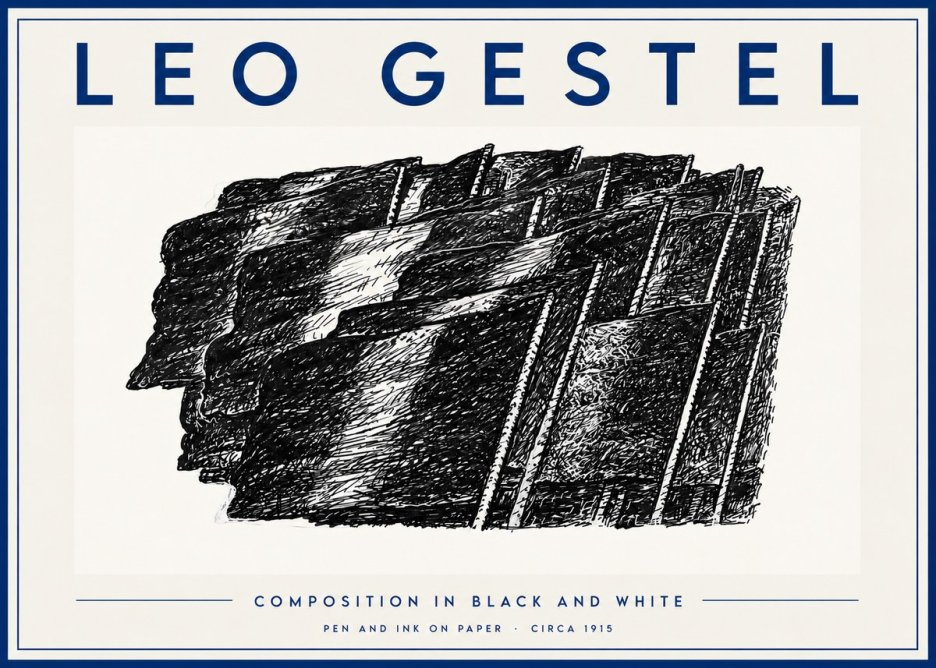 Leo Gestel Composition in Black and White No5 - Plakat