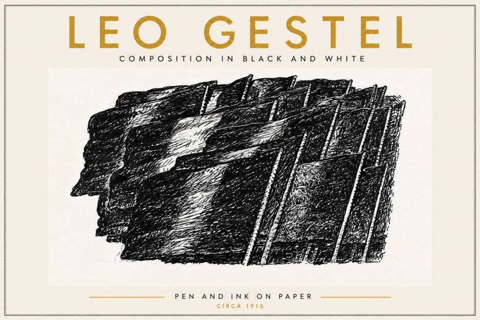 Leo Gestel Composition in Black and White No6 - Plakat