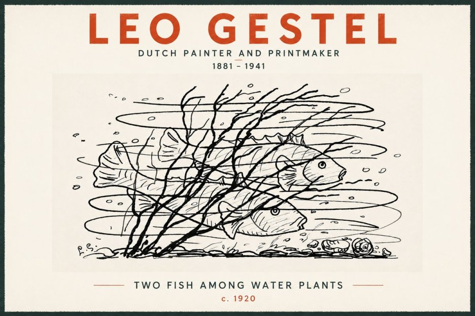 Leo Gestel Two Fish Among Water Plants No5 - Plakat