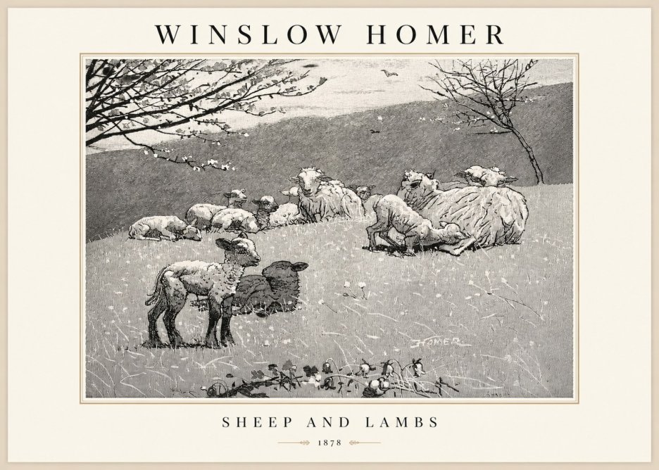 Winslow Homer Sheep and Lambs No1 - Plakat